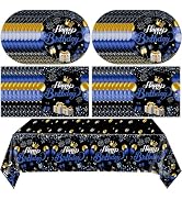 Blue and Black Birthday Decorations,Birthday Plates and Napkins Party Supplies Include Disposable...