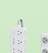 DEPOW Power Strip Surge Protector with 5FT Braided Flat Extension Cord, Wall Mount Charging Stati...