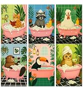 Bougimal 6 Pack Paint by Numbers Kit for Beginners, 8" W x 12" L Casual Animals DIY Acrylic Paint...