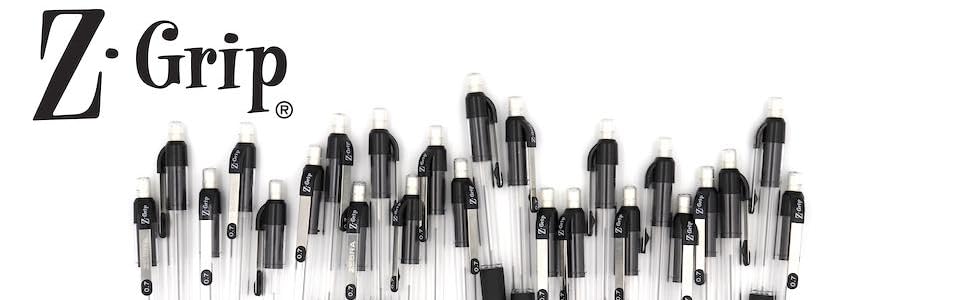 zebra pens, z-grip mechanical pencils logo and banner, high performance writing instruments