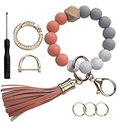 Silicone Beads Key Ring Keychain Bracelet Wristlet for Women, Cute Bead Car Keys Holder Chain Ban...