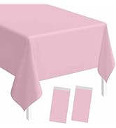 SietDESEO 2 Pack Light Pink Plastic Tablecloth Rectangle 54 x 108 Premium Disposable Table Cloth ...