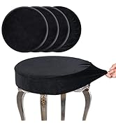 SINOSSO Round Vanity Bench Covers Set of 4, Dia.(13"- 15.5") Super Soft Velvet Stretch Washable B...