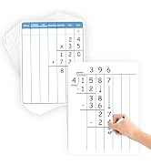 Aizweb 12 Pack Long Division Dry Erase Board Card,12" x 9" Multiplication Small Whiteboard Math M...