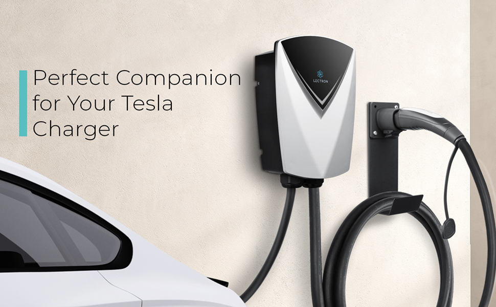 Lectron Tesla NACS Electric Vehicle Charger Nozzle Holster Dock & J-Hook for Cable Management