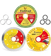 FIXLTFAST 4-1/2 x 7/8 Diamond Cut Off Wheel Set for Angle Grinder -3 Pack | Indestructible Multi-...