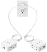 12FT Split Flat Extension Cord USB C 20W,Twin Extension Cord Flat Wall Plug | for Behind Bed Sofa...