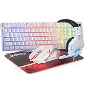 BlueFinger RGB Gaming Keyboard and Backlit Mouse and Headset Combo, USB Wired Backlit Keyboard, L...