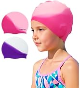 Vorshape Swim Cap Kids (2 Pack), Durable Waterproof Swimming Cap for Girls Boys Teens Toddler Age...