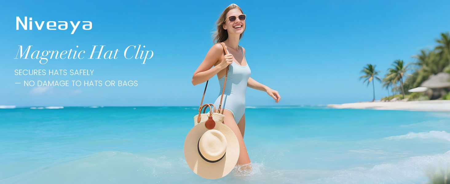 Niveaya Magnetic Hat Clip for Travel on Bag