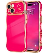 LCHULLE for iPhone 15 Case for Women Girls, Cute Wave Frame Curly Shape with Love Heart Pattern R...