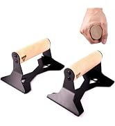 PULLUP & DIP Wooden Push Up Bars with Ergonomical Handle and Heavy-Duty Steel – Anti-Slip Push-Up...