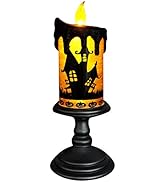 Eldnacele Halloween Snow Globe Candles Lighted Lamp, Battery Operated Spooky Spinning Water Glitt...