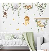 decalmile Jungle Animals Safari Wall Decals Lion Monkey Koala Wall Stickers Baby Nursery Kids Roo...