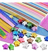 Mluchee 360 Sheets Origami Star Paper Strips - 18 Colors Glitter Lucky Star Paper Colorful Decora...