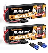 Nihewo 2S Lipo Battery 6500mAh 7.4V RC Battery 90C Hard Case with Tr + EC5 Plug Compatible with R...
