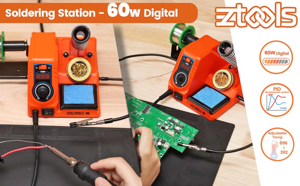EZTOOLS 926LED V3 is a 60W with a digital display, used for soldering wires and circuit boards.