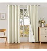 ChrisDowa 100% Blackout Curtains 84 Inch Long Linen Blackout Curtains for Living Room Grommet Top...