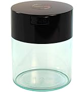 Coffeevac 1/2 LB Airtight Coffee Container, Vacuum Seal, Bean Storage | Black cap, clear body, pa...