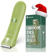 VIKICON Ball Trimmer for Men, Waterproof Groin & Pubic Hair Trimmer for Men w/Light & Ceramic Bla...