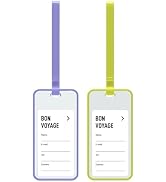 pack all Luggage Bag Tags Baggage Tags Travel Suitcase Tags with Name ID Card 2 Pack (Chartreuse ...
