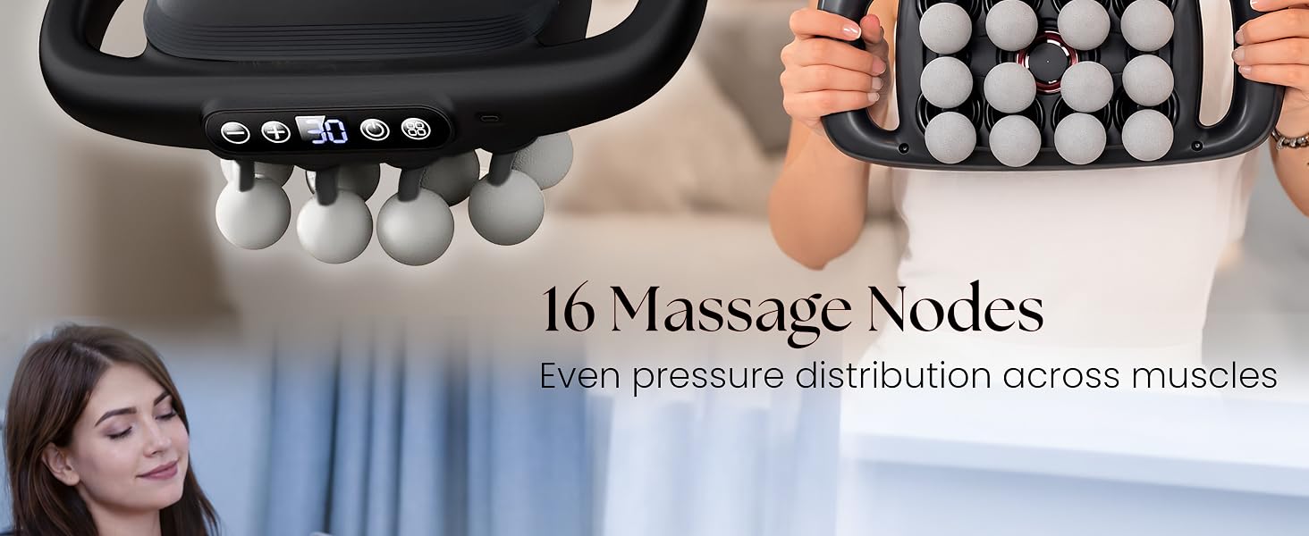 Close-up of 16-head massager showing multiple massage nodes
