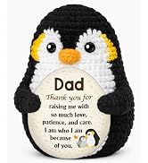 WEYON Gift for Dad on Fathers Day from Daughter Son, First for New Dad, Handmade Crochet Penguin ...
