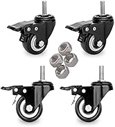 2" Stem Caster Wheels with Safety Dual Locking 600Lbs Heavy Duty Threaded Stem Casters No Noise S...
