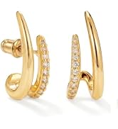 MUMREUES Gold Earrings for Women Trendy 14K Gold Plated Stud Earrings Dainty Minimalist Simple Hy...