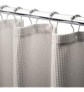 AmazerBath Waffle Shower Curtain, Khaki Shower Curtain Fabric with Waffle Weave, Hotel Quality Ba...