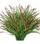 Besteek 24 Bundles Artificial Plants Flowers Outdoor, Faux Lavender Flowers Fake Monkey Grass UV ...