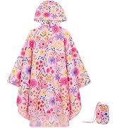 WAWSAM Lightweight Rain Poncho Kids, Ponchos for Kids Waterproof Reusable Hooded, Kids Poncho Rai...