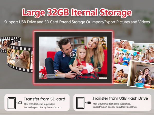 FRAMEO 10.1 Inch Smart WiFi Digital Photo Frame Digital Picture Frame Digital Calendar