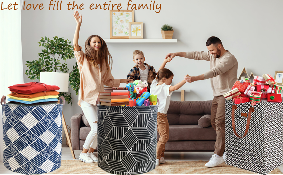 Large Laundry Hamper in Family,Waterproof Laundry Basket in Dorm,Leather Handle Laundry Bag