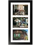 AUEAR, 7x14 Picture Frame, Solid Wood and High Definition Glass, Display Three 4x6 Photos with Ma...
