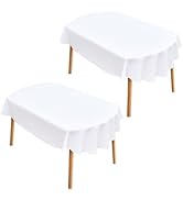 Wolkemer 2 Pack 60x84 Inch Oval Tablecloth, Washable and Reusable Polyester Fabric Table Cloth, S...