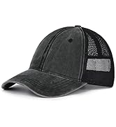 Zylioo XXL Oversize Washed Trucker Cap,Adjustable Mesh Trucker Hats,Low Profile Running Hat for B...