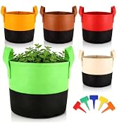 joyhalo 5-Pack 5 Gallon Garden Grow Bags, 350G Thickened Nonwoven Fabric Pots with Handles, Heavy...