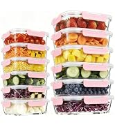 Konokyo Rectangular Glass Food Storage Containers with Lids, 12 Pack Airtight Leakproof Meal Prep...