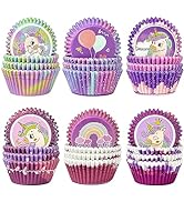 qiqee Unicorn 300-Count Cupcake Liners Standard Cupcake Cups 6 Design Cupcake Papers Baking Cups ...
