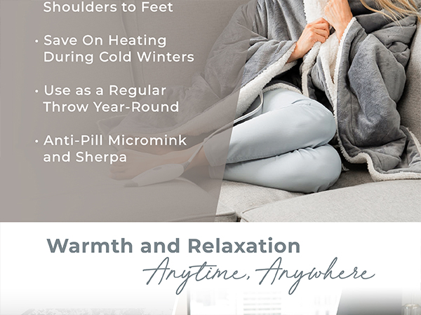 stylish throw, micromink, sherpa, heated throw