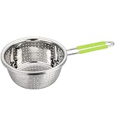 Stainless Steel Perforated Colander Strainer with Long Green Handle Sieve Sifters Use for Kitchen...