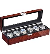 BEWISHOME Watch Box for Men, 6-Slot Wooden Watch Case, Watch Display Case Watch Storage Watch Hol...