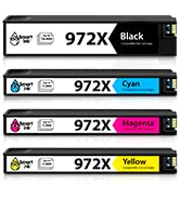 Compatible Ink Cartridge Replacement for HP 972X 972 (4 Pack Combo) to use with PageWid...