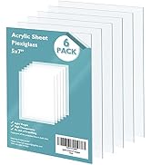 Egofine Plexiglass Sheets Acrylic Sheets 6 Pack of 5x7’’ 0.04 Thick Clear Plastic Cast Transparen...