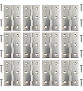 12 Pack 3 Inch Stainless Steel Folding Hinges, Door & Cabinet Hardware with 72 Screws, Folding...