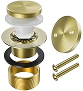 Brushed Brass Bath Tub Drain and Overflow Kit - Universal Fit for 1-3/8 & 1-1/2 Inch NPSM - Tip-T...