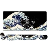 Extended Gaming Mouse Pad, Memory Foam Ergonomic Keyboard Mouse Wrist Rest Support Set, Large Des...