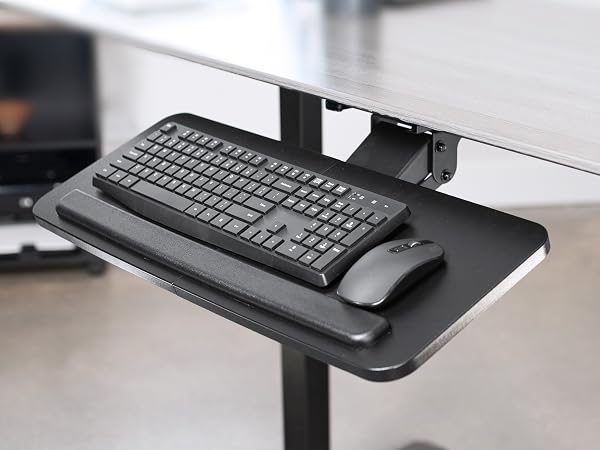 MOUNT-KB03B tilting keyboard tray at desk