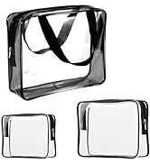 3Pcs Crystal Clear Toiletry Bag Kit Travel Beach Essentials Women Men, PVC Vinyl Packing Organize...